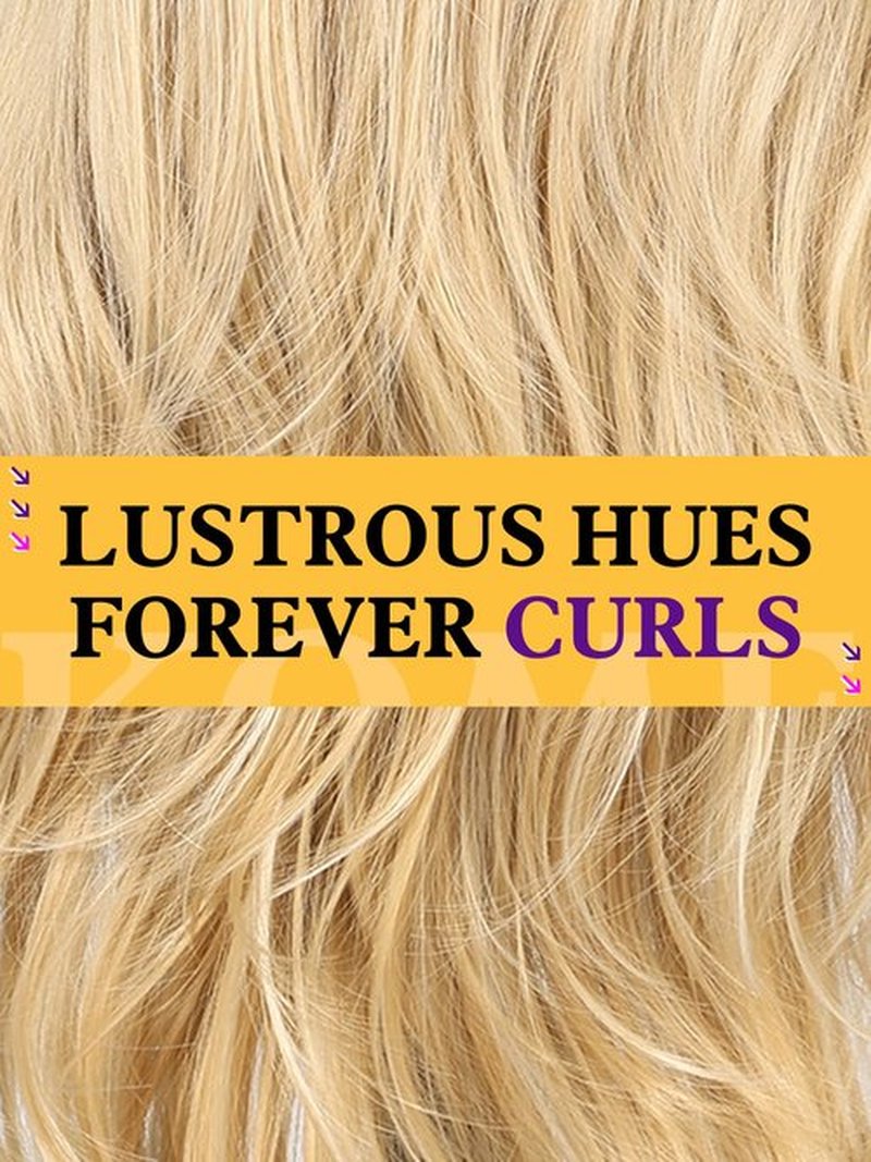 KOME Ombre Blonde Wigs with Bangs,Blonde Layered Wig for Women,Long Wavy Wigs Synthetic Hair Wig for Party Daily Use 26IN
