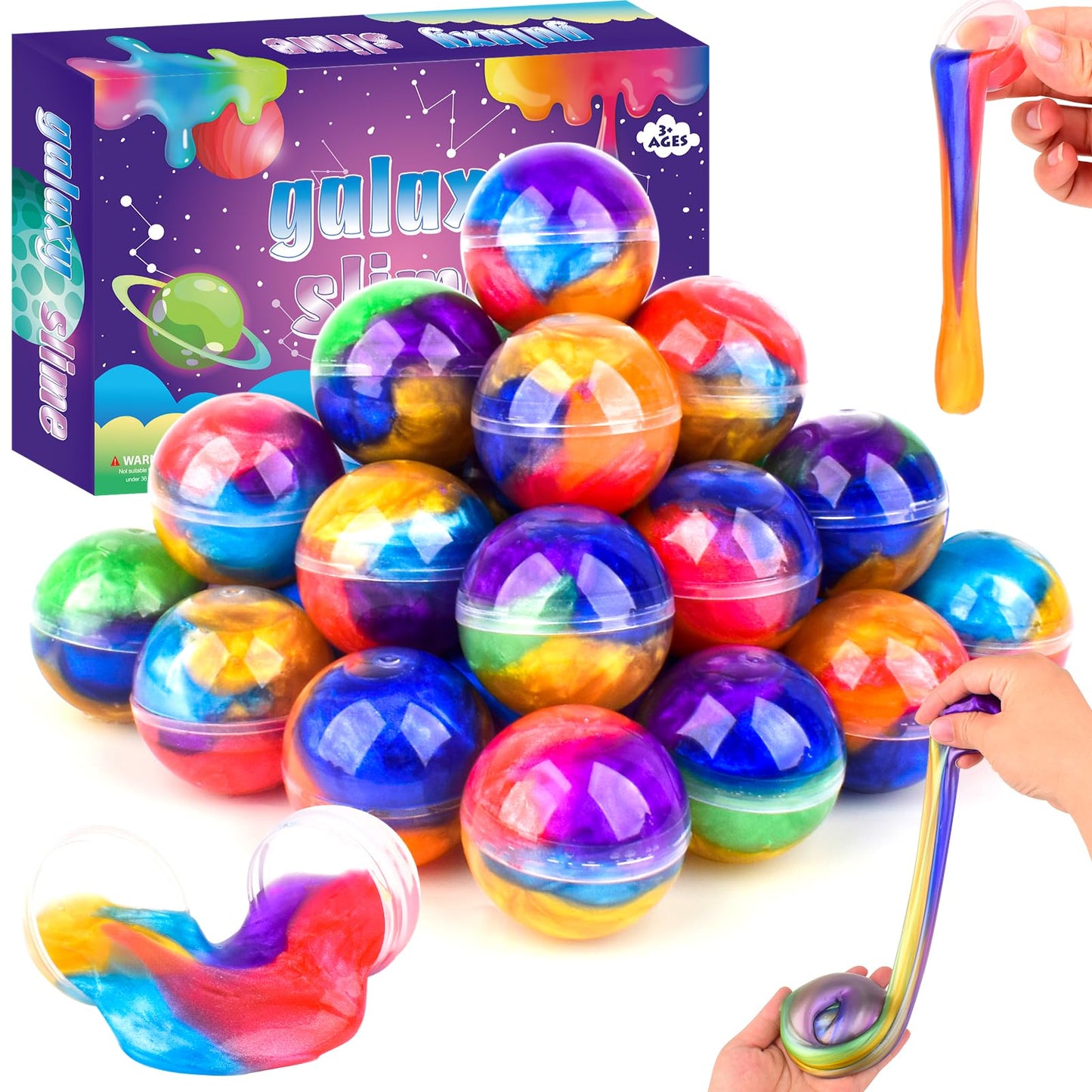 36 Pack Galaxy Slime Party Favors, Non-Sticky, Stress Relief Treasure Box Toys for Classroom Prizes, Easter Basket Stuffers Student Gifts Goodie Bags Egg Fillers for Kids Boys Girls 4-8, 8-12