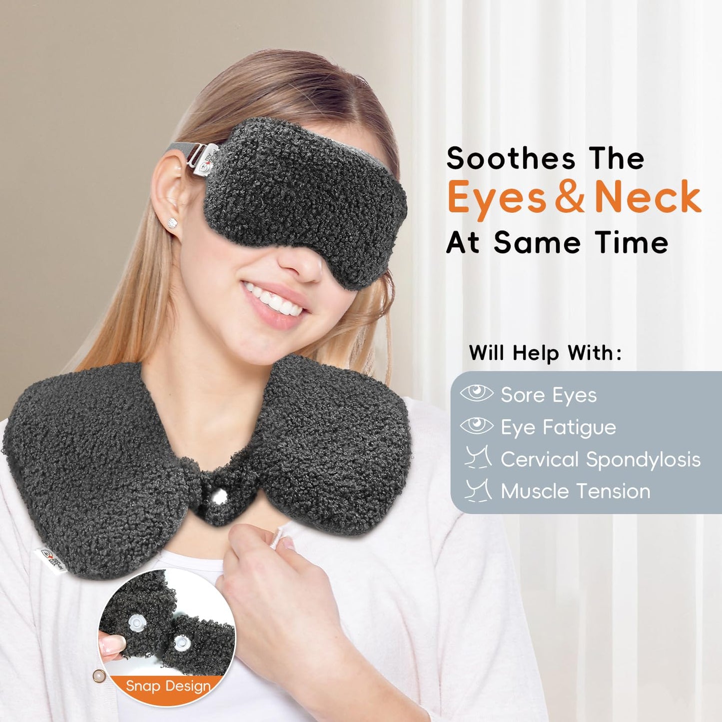 my novel things Microwavable Heating Pads for Neck Shoulders Back Pain Relief 2.3lbs with Microwavable Heated Eye Mask Warm Compress Microwave Heat Packs Neck Wrap for Stress Relief