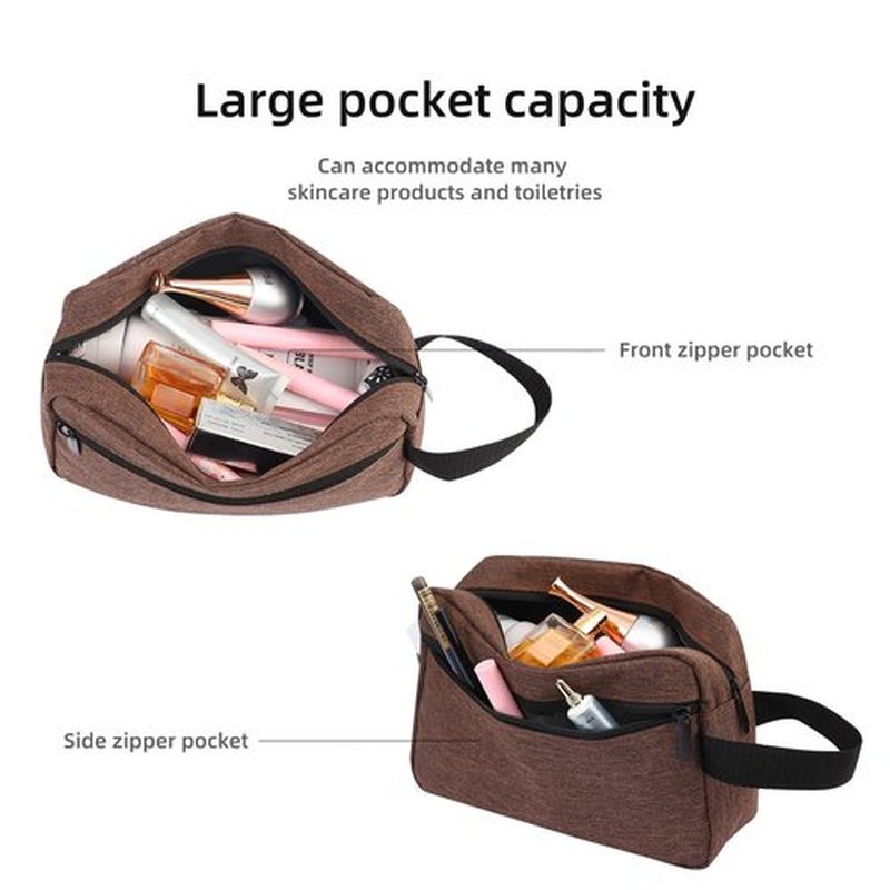 Icramsy Travel Toiletry bag Toiletry bag for women men Hanging toiletry bag Cosmetic bag Travel accessories for Women Men (Brown)