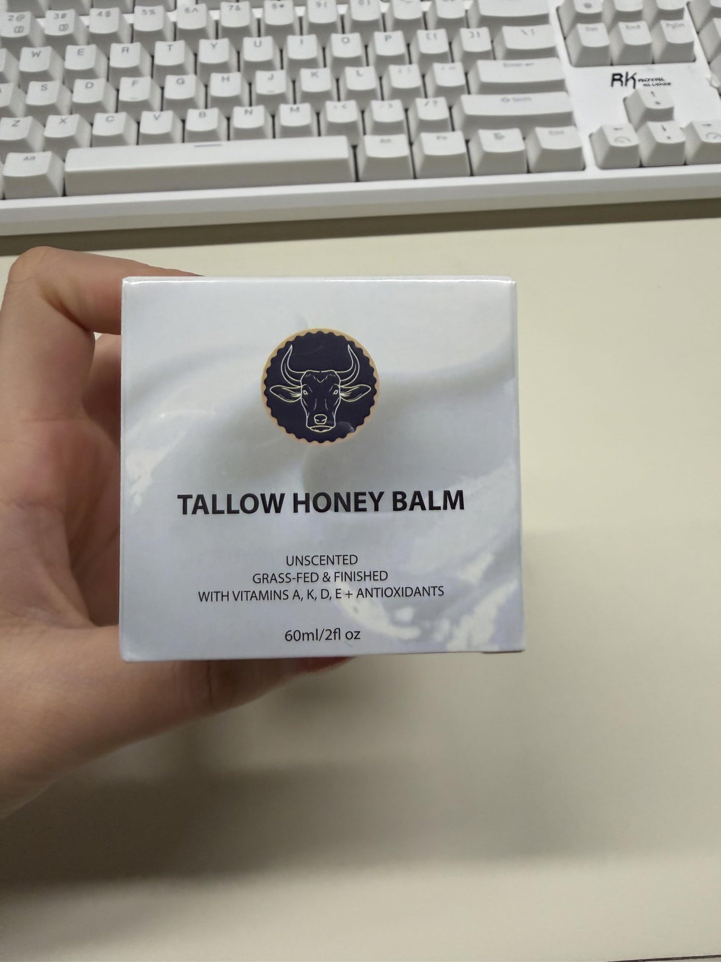 wuliao Grass Fed Tallow & Honey Balm – Organic Whipped Beef Tallow Cream with Manuka Honey, Cold-Pressed Olive Oil & Beeswax – Natural Face & Body Moisturizer for Dry, Sensitive Skin