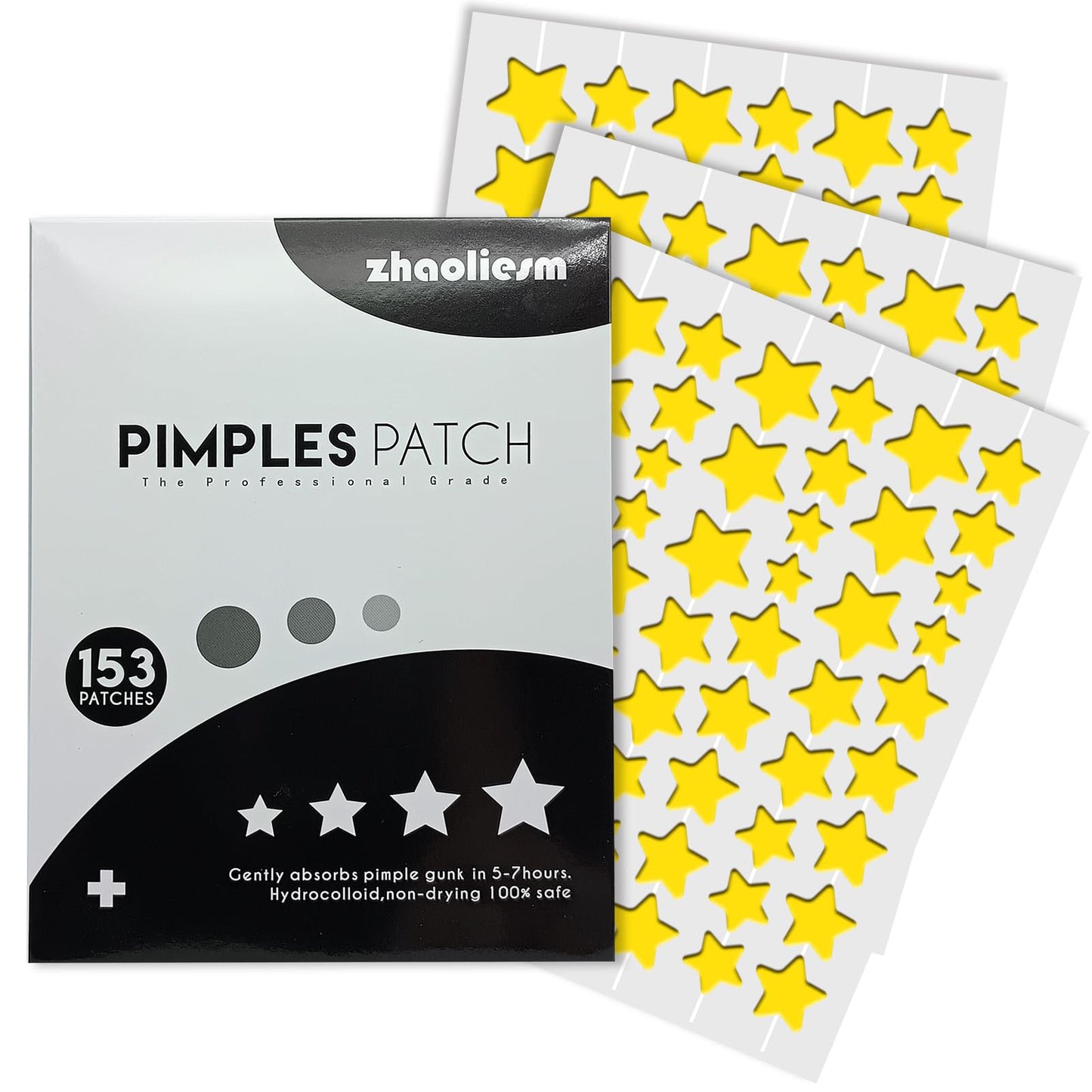SVIPTP Yellow Star Pimple Patches for Face, 153 Count Hydrocolloid Star Acne Patches Invisible, Cute Zit Covers for Face, Spot Stickers with Tea Tree, Salicylic Acid and Cica Oil