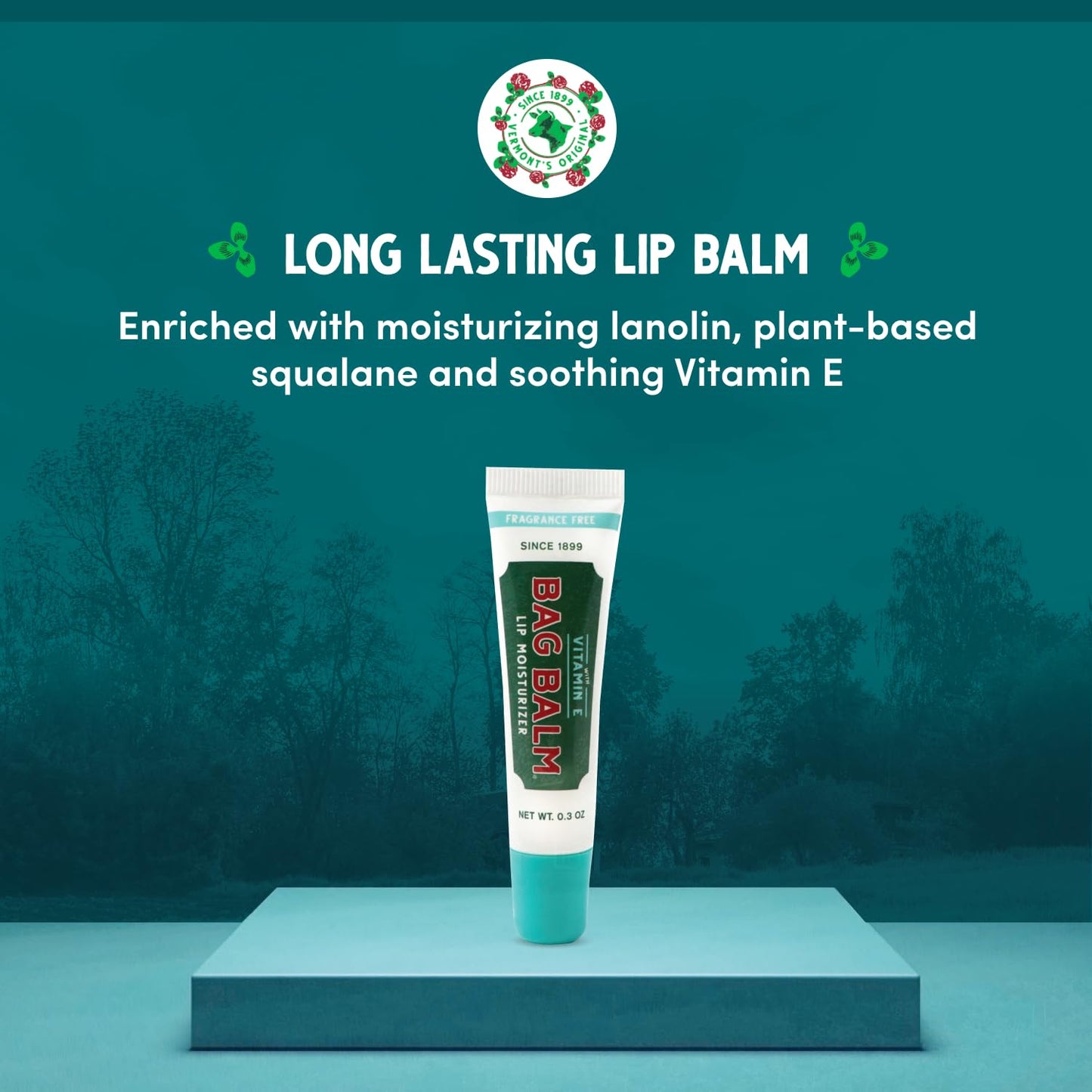 Vermont's Original Bag Balm Fragrance Free Lip Balm with Vitamin E | Pack of 4 0.3oz Tubes