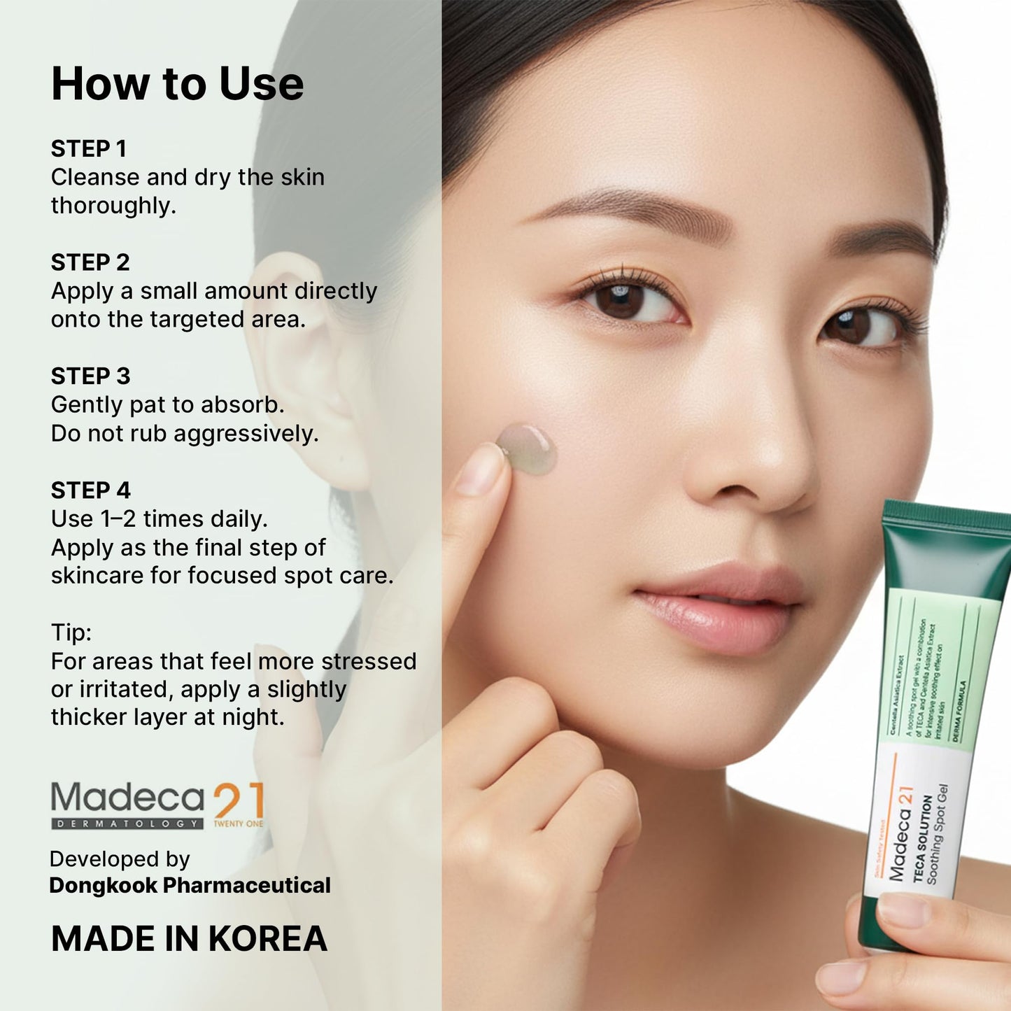 TECA Solution Soothing Spot Gel 15ml – Targeted Redness & Breakout Care with Centella & Madecassoside | Non-Drying for Sensitive Skin, Korean Skincare