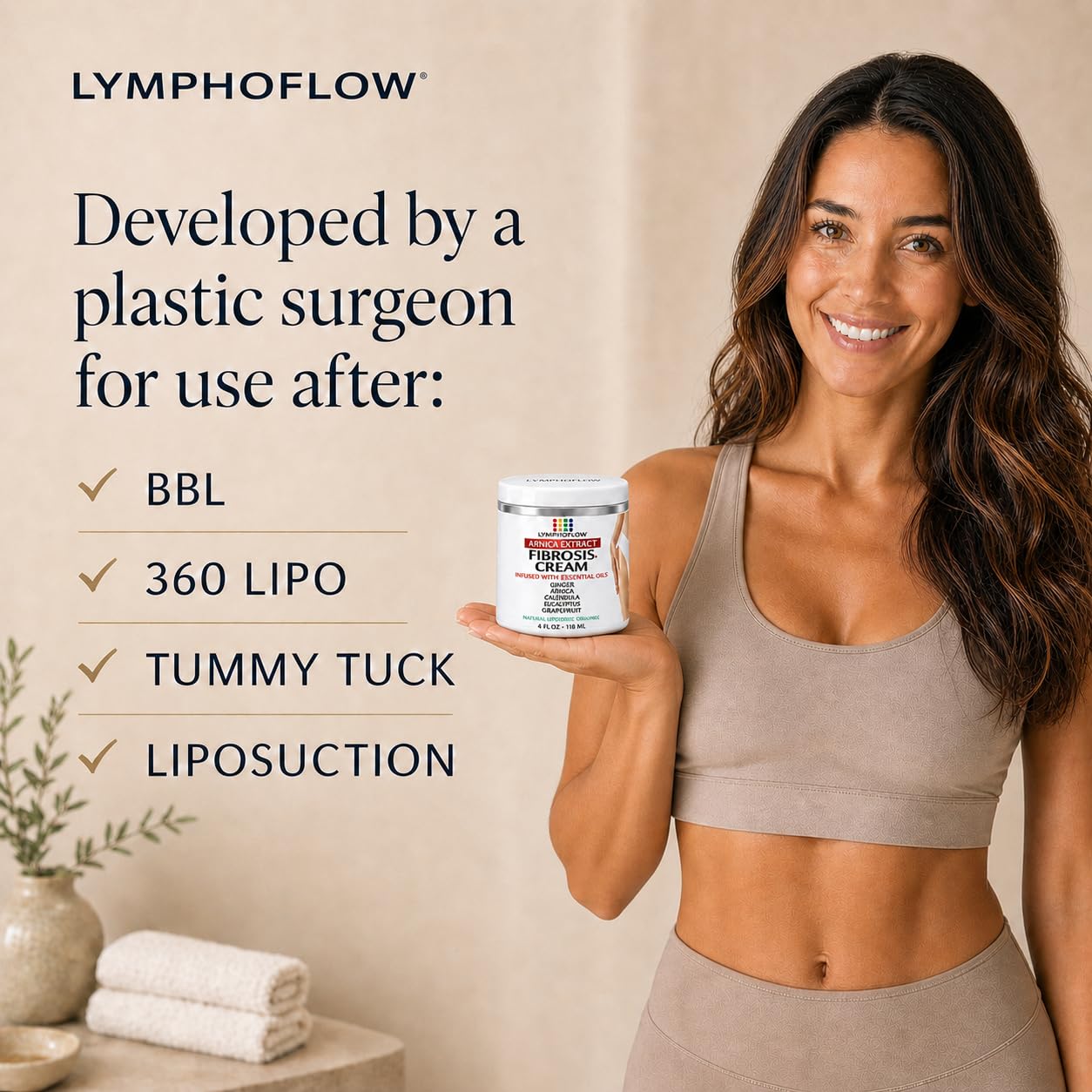 Bruizex Fibrosis Care Cream After Liposuction and BBL Use with Lymphatic Drainage Massage After 360 lipo, Brazilian Butt Lift, Tummy Tuck Works with MLD Body Massager Tools, Faja, lipofoam, 4 Oz