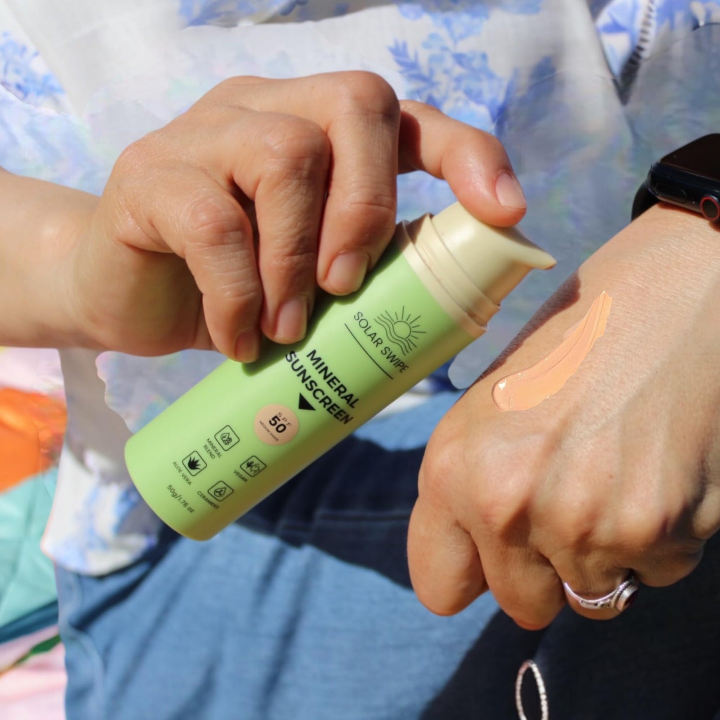 Solar Swipe Hydrating Mineral Sunscreen SPF 50, Zinc Oxide & Titanium Dioxide, with Ceramides & H. acid, Aloe Vera & Menthol Cooling, Face & Body, Oxybenzone-Free, All Skin Types1.76 oz