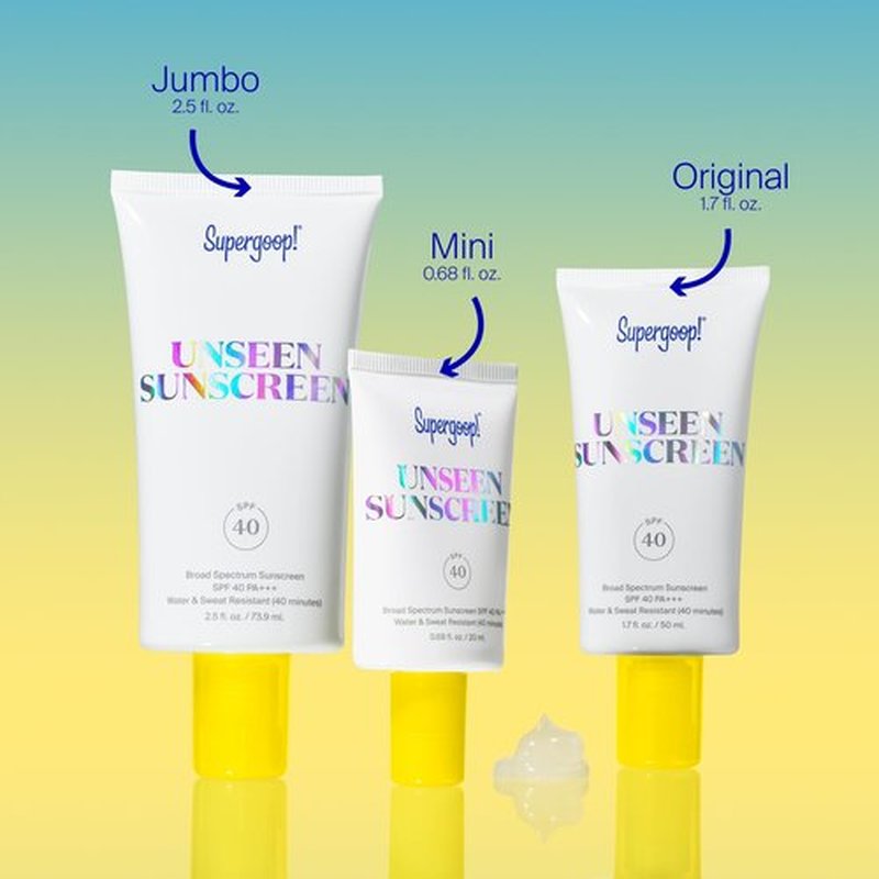 Supergoop! Unseen Sunscreen - SPF 40 - Invisible, Broad Spectrum Face Sunscreen + Makeup-Gripping Primer - Weightless, Scentless, Oil Free - For All Skin Types & Skin Tones - 0.5 fl oz