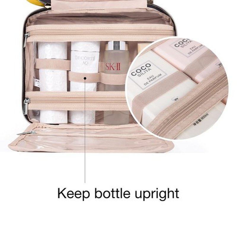 BAGSMART Toiletry Bag Travel Bag with Hanging Hook, Water-resistant Makeup Cosmetic Bag Travel Organizer for Accessories, Shampoo, Full Sized Container, Toiletries, Yellow, Large
