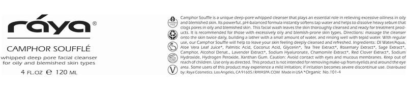 Camphor Soufflé Facial Cleanser - pH-Balanced Blemish Wash for Oily Skin | 4oz, Refreshing Formula