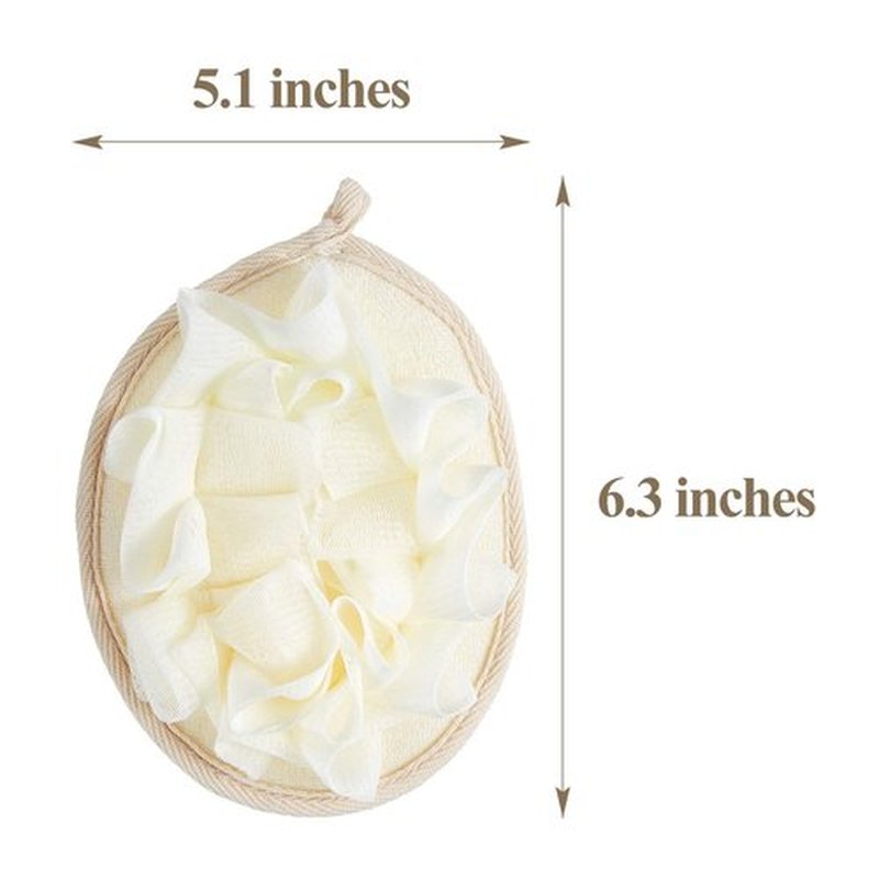 Boao 6 Pieces Bath Shower Pouf Sponge Mesh Pouf Shower Ball Exfoliating Body Sponge Pad Shower Scrubber Ball Shower Glove with Flower Bath Ball (Beige)