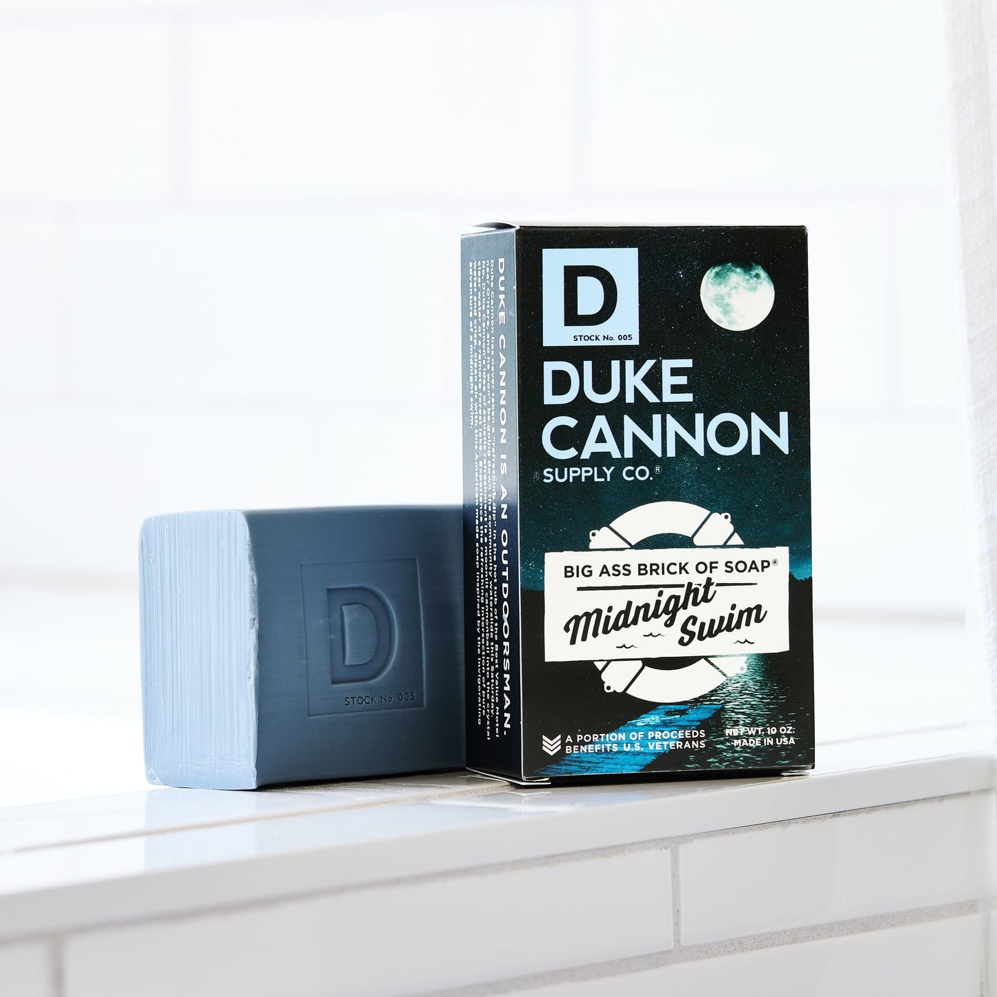 Duke Cannon Big Brick of Soap – Midnight Swim, Premium Men's Soap Bar, Fresh & Invigorating Scent, 10 oz – Long-Lasting, Natural Ingredients, Made in USA