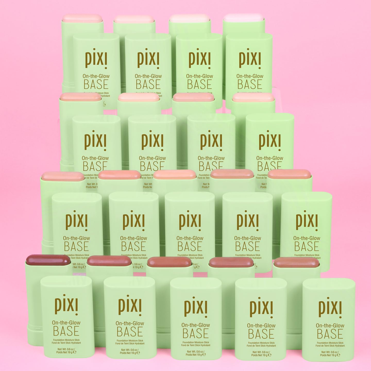 Pixi Beauty On-the-Glow Base| Tinted Moisturizer Foundation Stick | Warm: Medium, golden shade| 0.6 oz / 19g