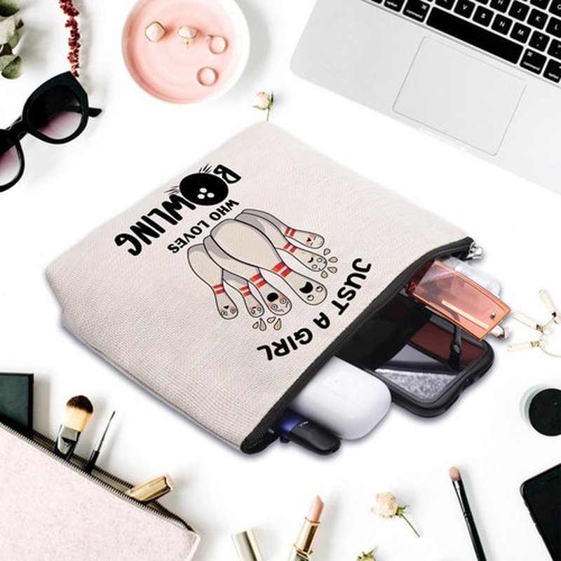 CEASQVAA Bowling Accessories Makeup Bag, Bowling Gifts for Women, Bowling Party Favors Bags, Bowling Lover Stuff Birthday Gifts Cosmetic Makeup Bag Pouch