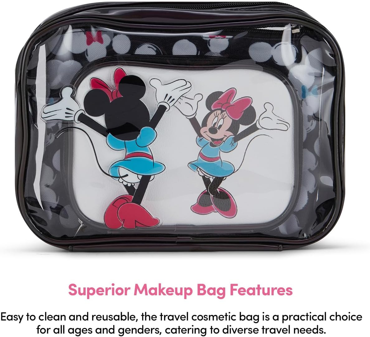 Mickey Mouse Travel Cosmetic Case Set - 3-Piece Makeup Organizer for Kids & Adults