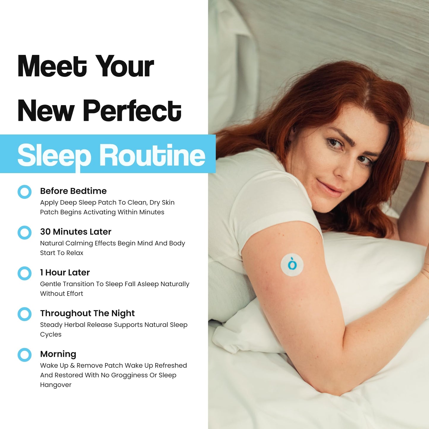 Vytadose Natural Melatonin-Free Herbal Sleep Patches for Adults - No Added Hormones - 8-Hour Time-Release Formula - Ashwagandha, Magnesium, Passionflower, Valerian Root, Lemon Balm & Chamomile