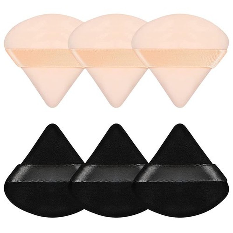 Pimoys 6 Pieces Powder Puff Face Triangle Makeup Sponge Soft Velour Puffs for Loose Powder Setting Powder Blender Foundation Sponge Beauty Makeup Tool, Stocking Stuffers Gift for Women