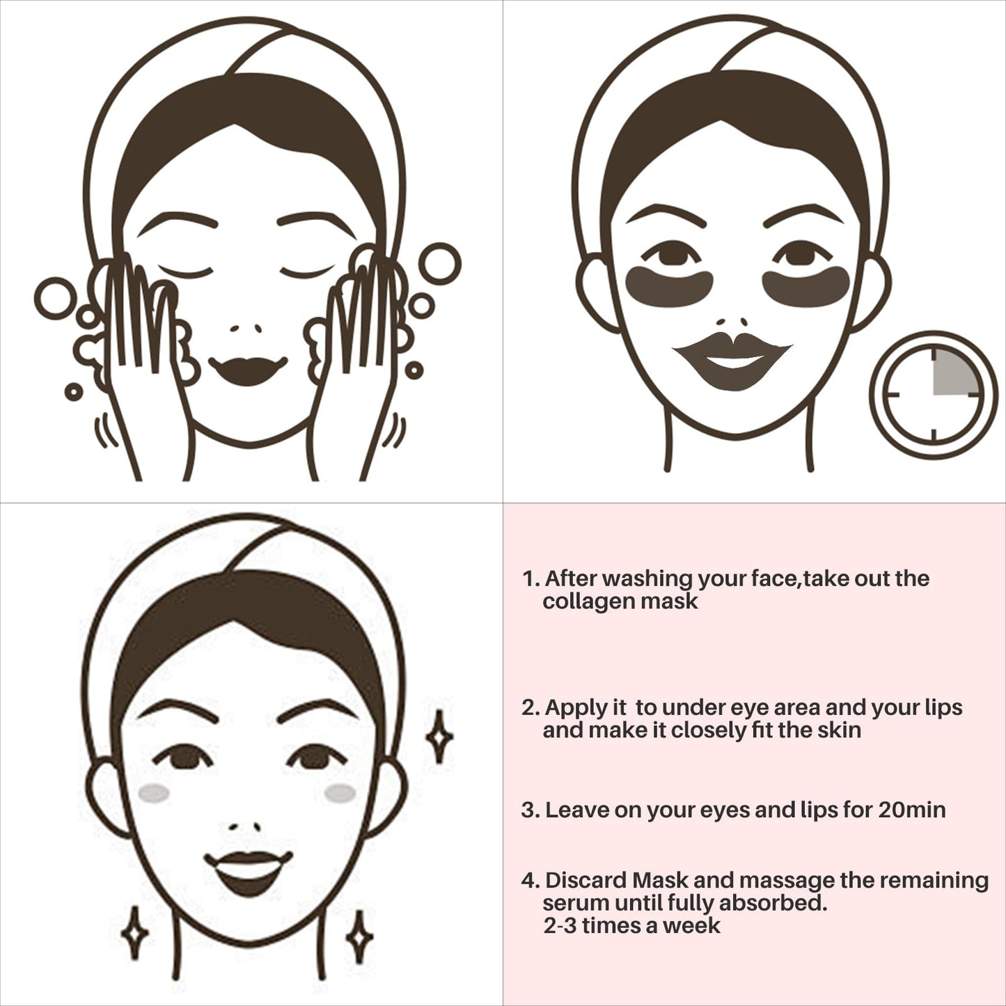 REENGULL 30 PCS Lip Mask Collagen Mouth Masks Sheet for Dry Lips, Gel Lip Patches for Remove Dead Skin, Moisturizes and Lightens Fine Lines