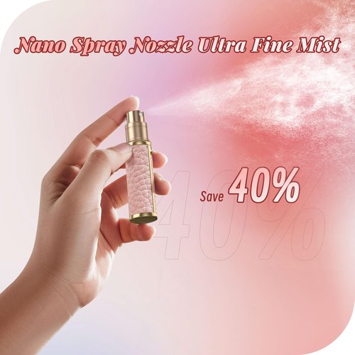 YIERSO Perfume Travel Refillable Bottle,Genuine Leather Bottom-Filling Fragrances Perfume Atomizer,Mini Cologne Dispenser,Portable Sprayer Pocket Size for Cruise Car Trip Purse Gift 5ml (Pink)