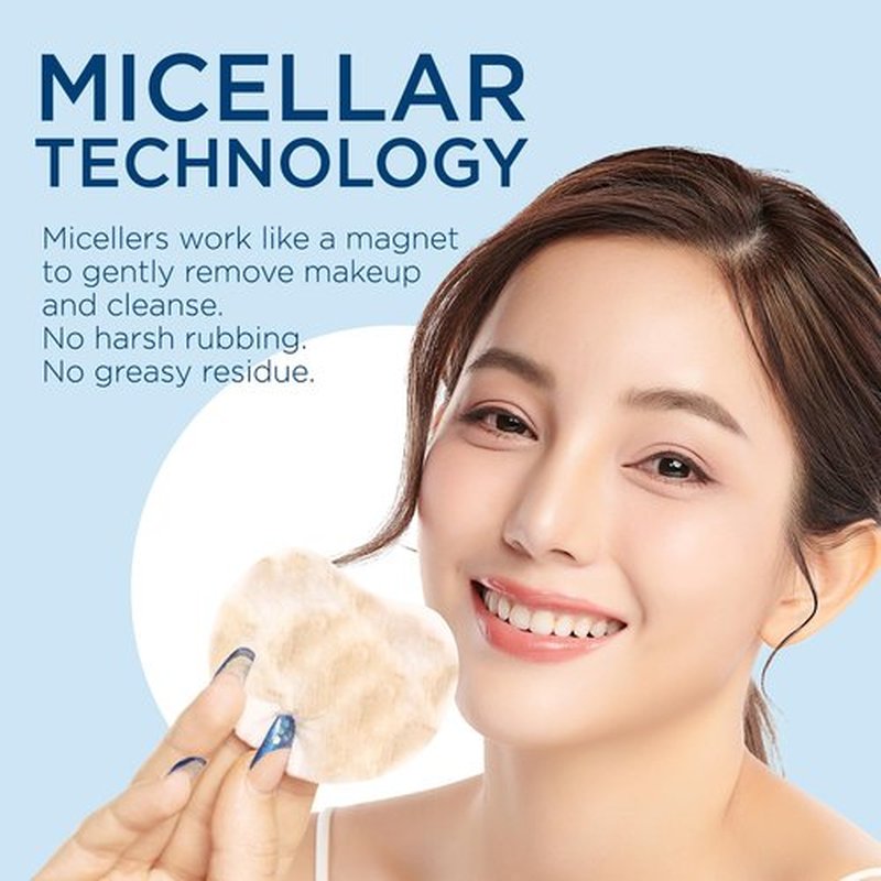 Micellar Water Facial Makeup Remover Wipes for Face - 50ea - Cleansing Make up Pads for Sensitive Skin - Lint Free, Travel Size