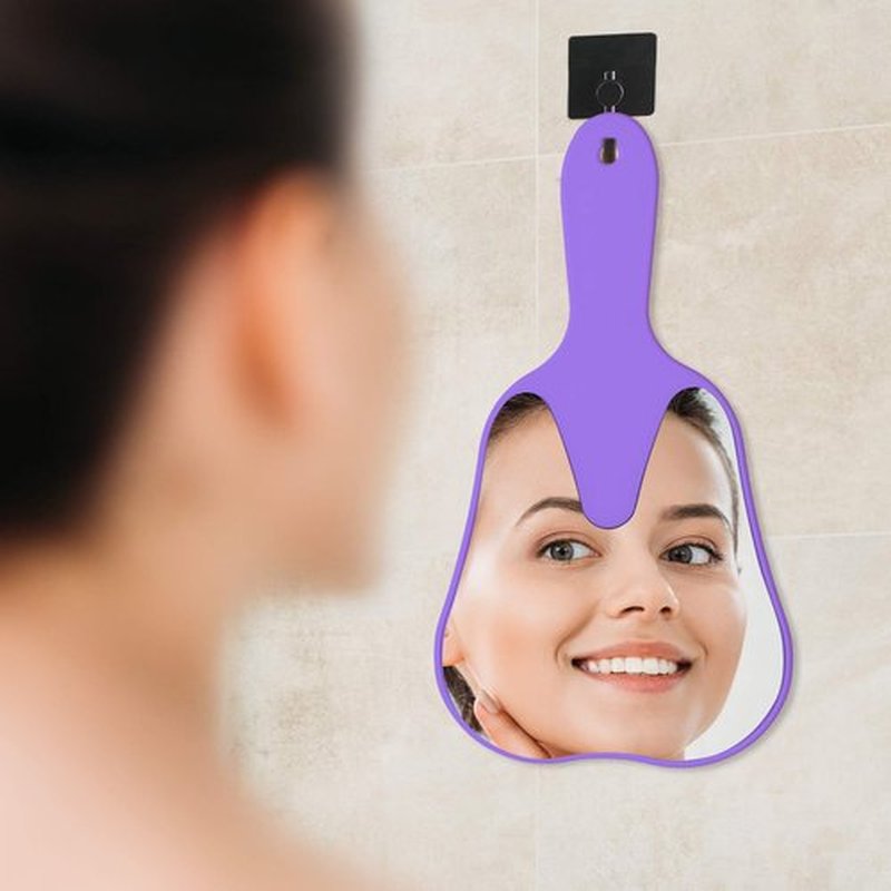 Annhua Tooth Shaped Mirror Hand Held Face Mirror Cute, Handheld Mirrors with Handle Purple Small Makeup Shower Mirror, Used for Salon|Barber|Dentist Clinic|Hairdressing