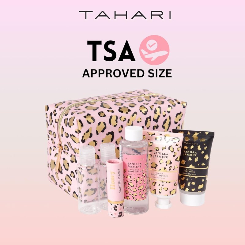 Tahari Vanilla Jasmine Spa Gift Set | Luxurious Bath Kit with Lotion, Scrub, Wash & Lip Balm - Perfect Self-Care Gift for Women