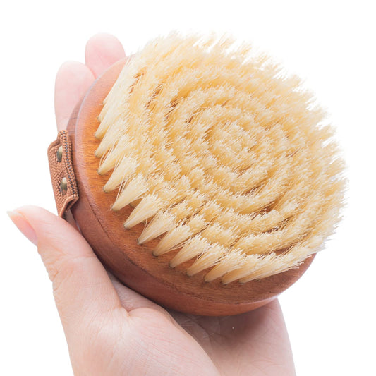 Walnut Wood Wet & Dry Body Brush Ultimate Body Brush for Wet and Dry Use - Shower and Bath Body Exfoliator for Removing Dead Skin Cells and Cellulite, Firming and Stimulating Blood Circulation