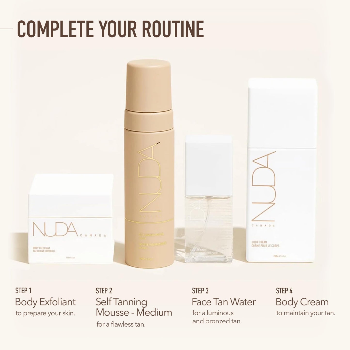 Nuda BronzeFoam Self Tanning Mousse | Lightweight, Fast-Drying & Streak-Free Sunless Tanner | Made with Niacinamide,Bakuchiol,Orchid Stem Cells,Panthenol & Ceramides | Easy to Apply (Medium,6.5 Fl Oz)