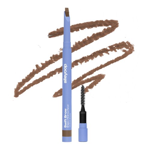 ALLEYOOP Swift Brow All-In-One Brow Definition with Built-In Sharpener & Spoolie Brush – Medium Brown - Water & Smudge-Resistant Eyebrow Definer Pencil with Natural Matte Finish - Vegan & Cruelty-Free