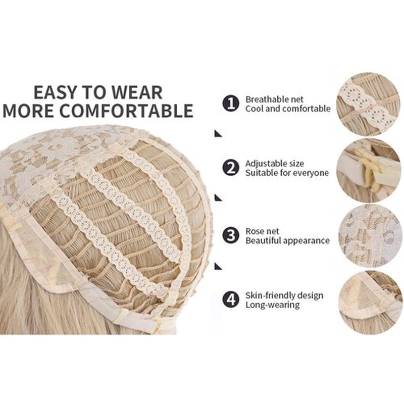 BERON Blonde Wig Long Curly Wig Blonde Wig Long Wavy Wig Blonde Wigs for Women Synthetic Wig for Daily Party