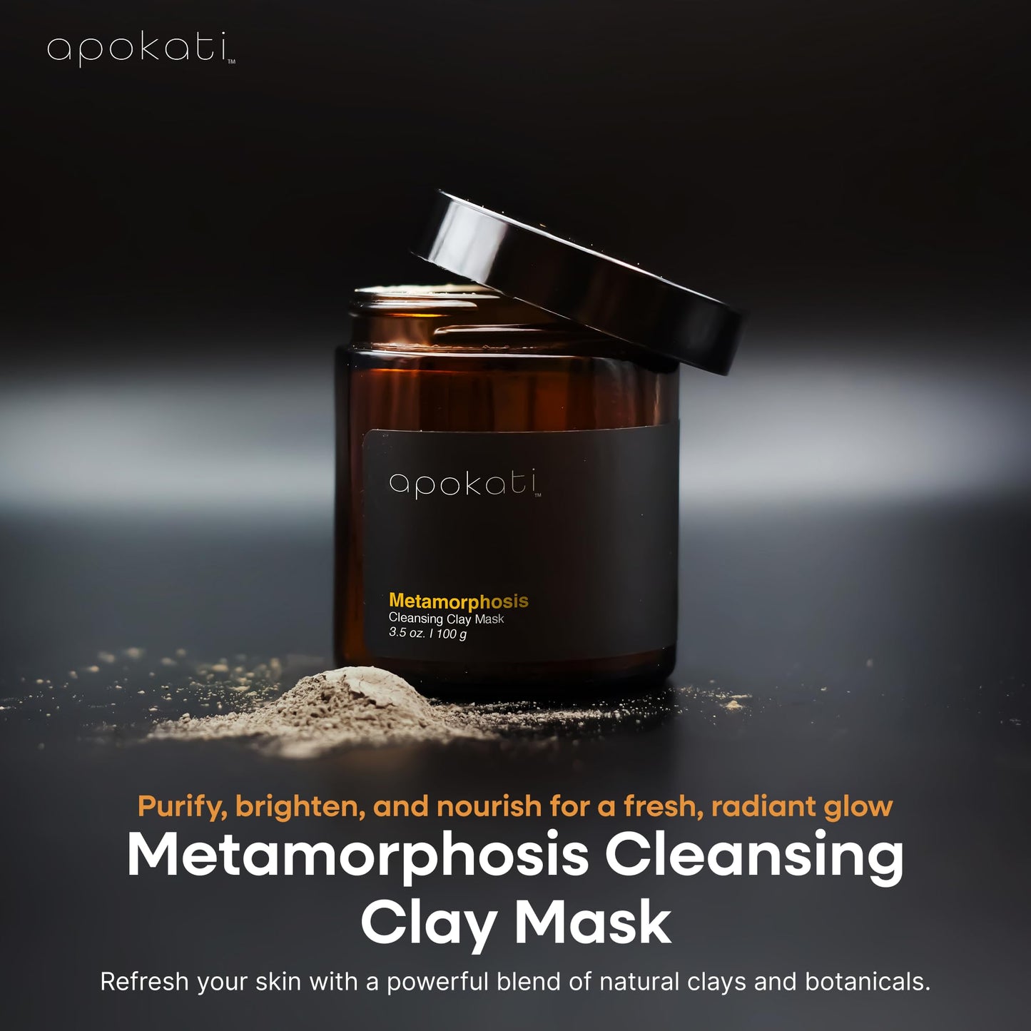 Apokati Metamorphosis Cleansing Clay Mask with Organic Herbs, Natural Resins, and Mineral-Rich Formula, Suitable for Sensitive Skin, 3.5oz (100g)