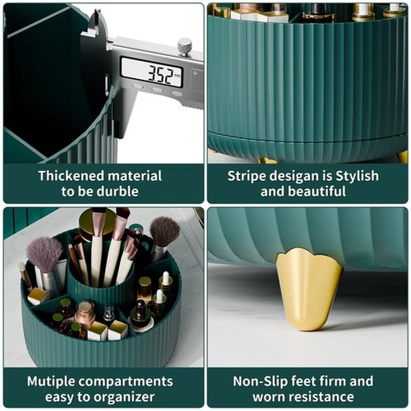 360° Rotate Makeup Brush Holder Organizer, Makeup Organizers Countertop, Makeup organization and Skincare Storage for Vanity, Desktop, Bathroom (Green)