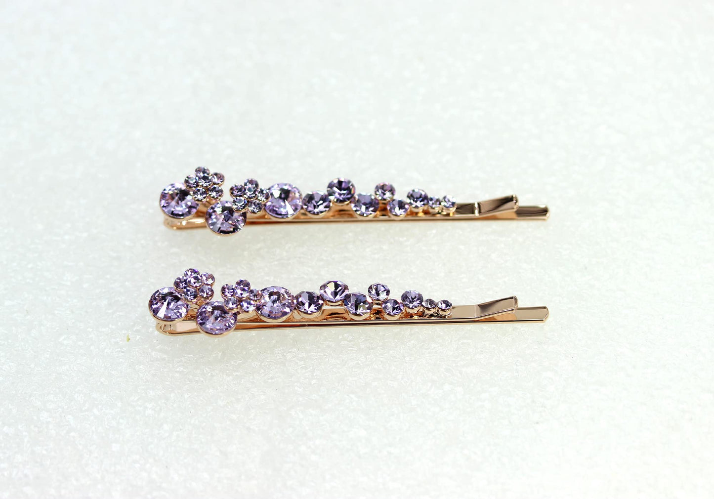 Faship A Pair Of Violet Light Purple Premium Rhinestone Crystal Floral Hair Clips Pins 2 Pcs
