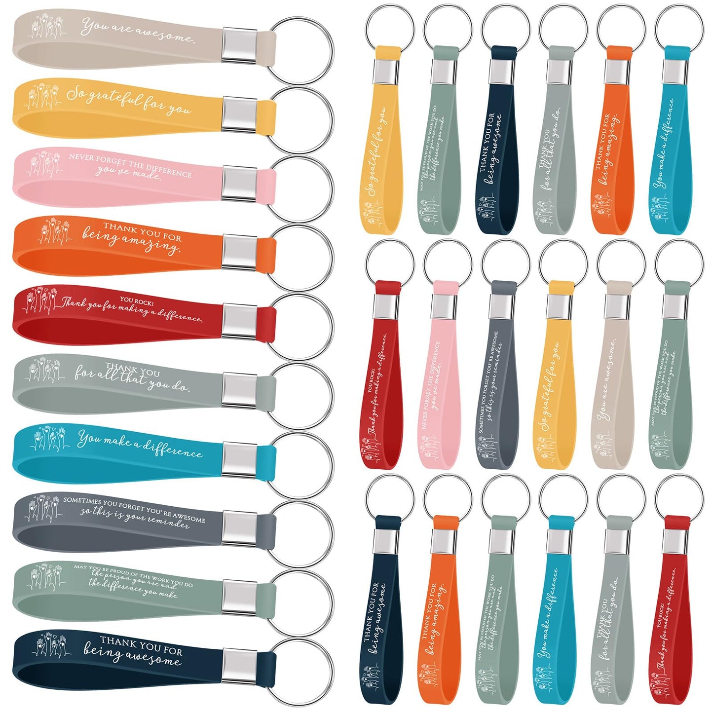 Equsion 50 Pcs Cna Week Appreciation Nurse Graduation Thank You Keychain Bulk for Employee Inspirational Gift for Teacher Team