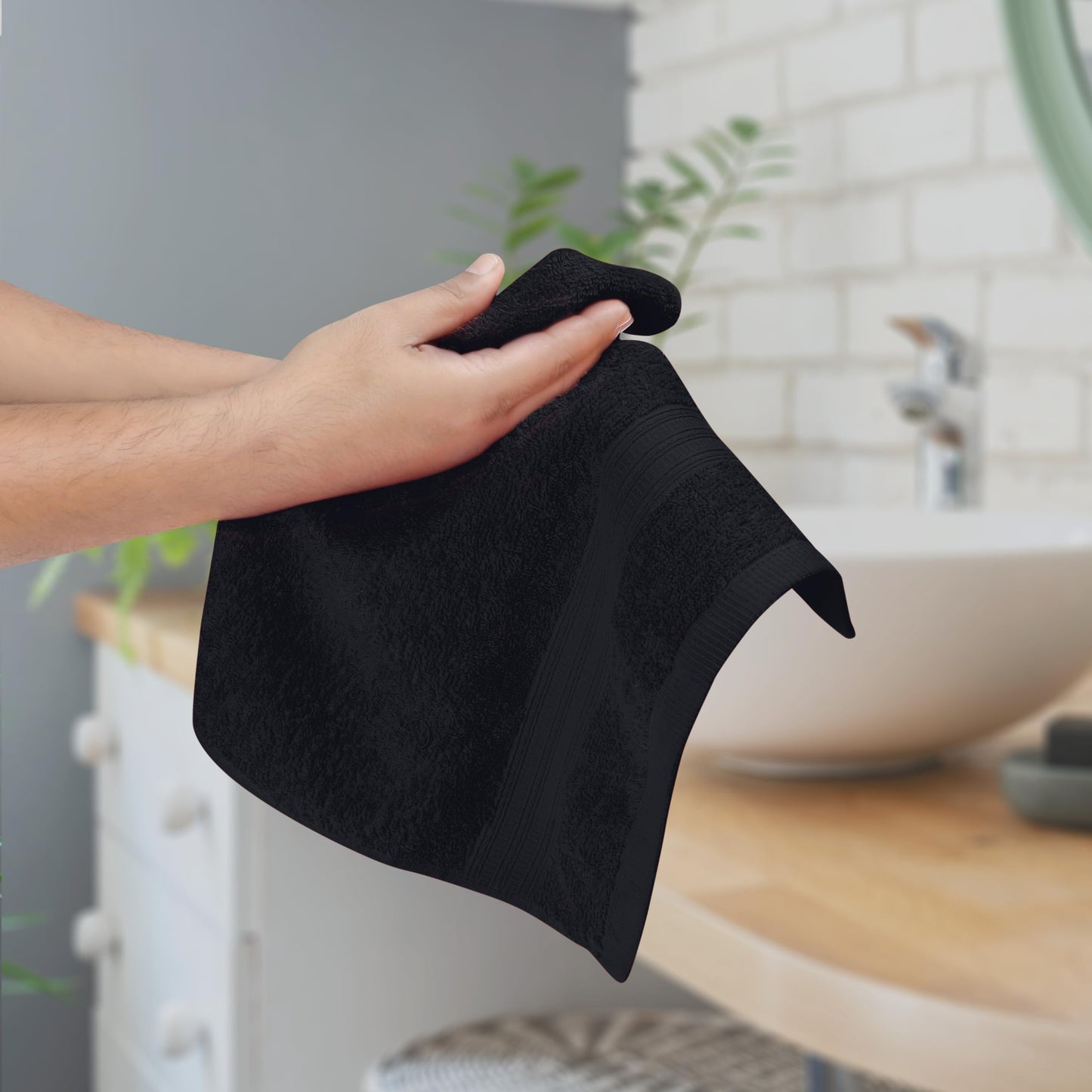 BOUTIQUO Ultra Soft Cotton 6 -Piece Hand Towel Set 16x24 Inch, Ideal for use in Bathroom, Kitchen, Gym, Spa & General Cleaning, Compact & Lightweight Multi Purpose Hand Towels - Charcoal Grey