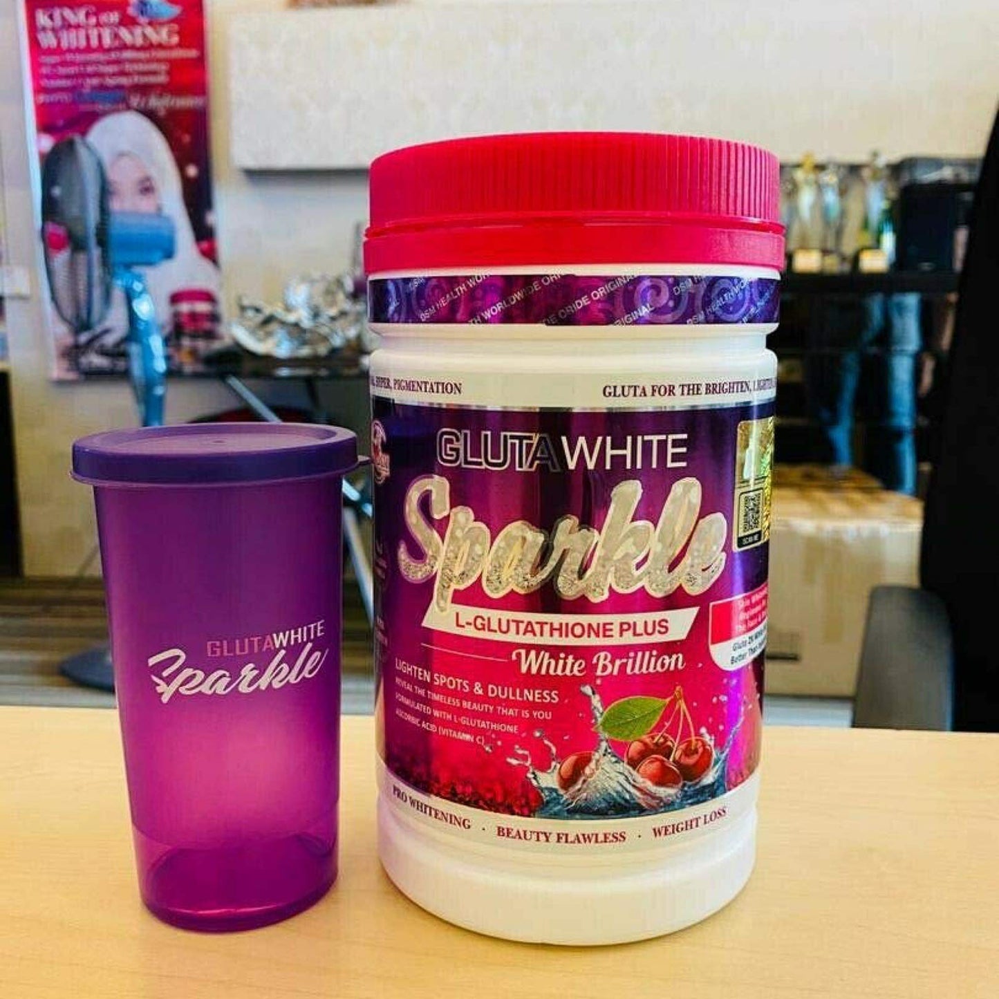 GLUTA White Sparkle L-GLUTATHIONE Plus Best 2X Skin WHITENING Supplement 750G