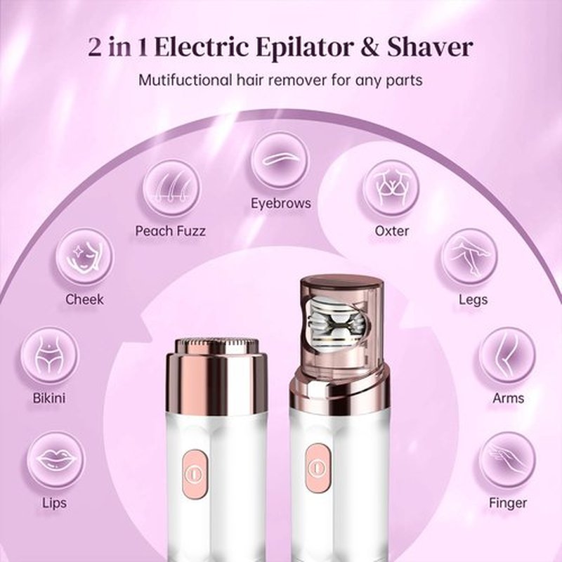 Gurelax Facial Epilator Hair Remover, Rechargeable Hair Removal Epilator for Women, 2-in-1 Electric Epilator & Shaver for Face, Finger, Portable Lipstick Styling Epilation System