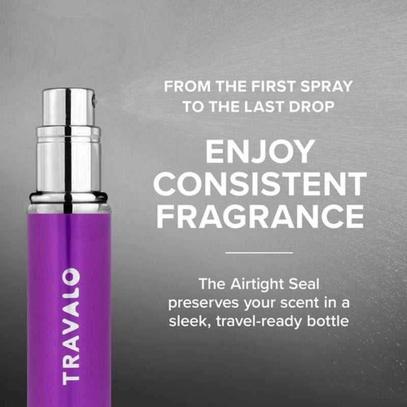 Travalo Classic HD Perfume Atomizer | Genie-S TSA Approved Travel Perfume Bottle Refillable | Reusable Airtight Easy-Fill Mini Pump Sprayer | Lightweight Elegant Design w/Volume Window Purple 0.17oz