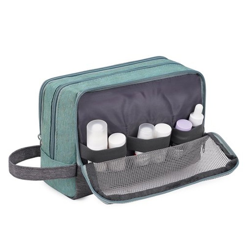 Toiletry Bag for Men Hanging Dopp Kit Water Resistant Shaving Bag Small Toiletry Bag for Traveling (turquoise on gray)