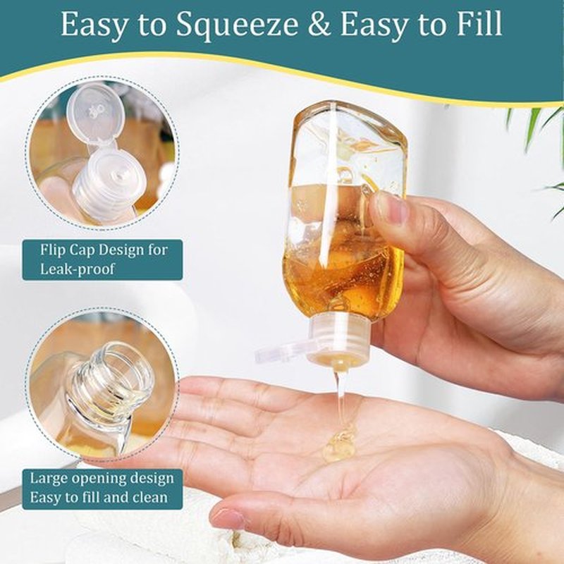 Cosywell Travel Shampoo Bottles 4pcs 3.4oz TSA Approved Travel Bottles for Toiletries Travel Size Bottles Leak Proof Empty Lotion Containers with Flip Cap Small Plastic Squeeze Bottles