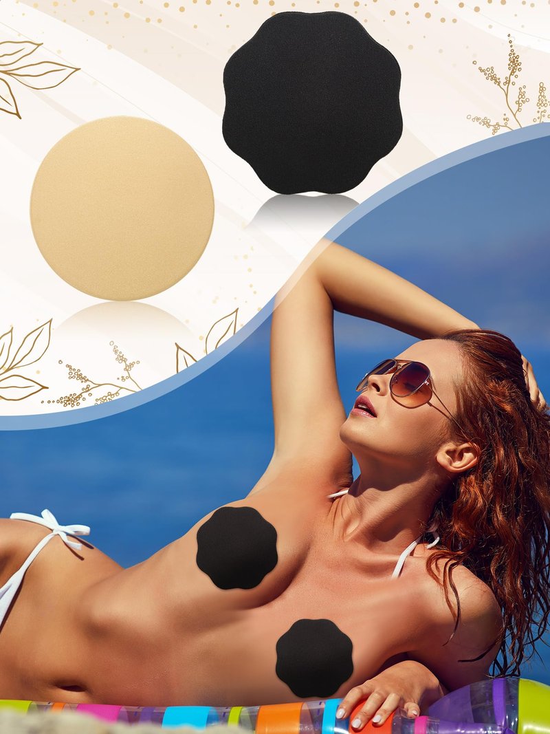 Croloose 4 Pairs Tanning Nipple Cover for Women Silicone Reusable Nipple Pasties Sticky Invisible Tanning Breast Nipple Pad Waterproof
