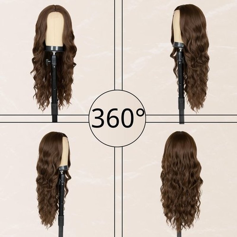 Long Dark Brown Wig for Women 26 Inch Middle Part Wavy Women Charming Wigs Realistic Natural Looking Synthetic Heat Resistant Fiber Wig for Daily Party Use