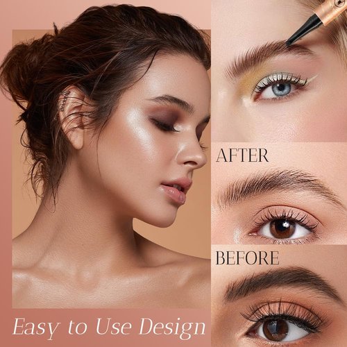 3D Microblading Eyebrow Pencil 4 Fork Tip, 2PCS Magic Eyebrow Pencil Precise Brow Pen Microblading Eyebrow Pencil, Waterproof Eye Brown Makeup Long-Lasting Eyebrow Pencil Stay on All Day (Gray)