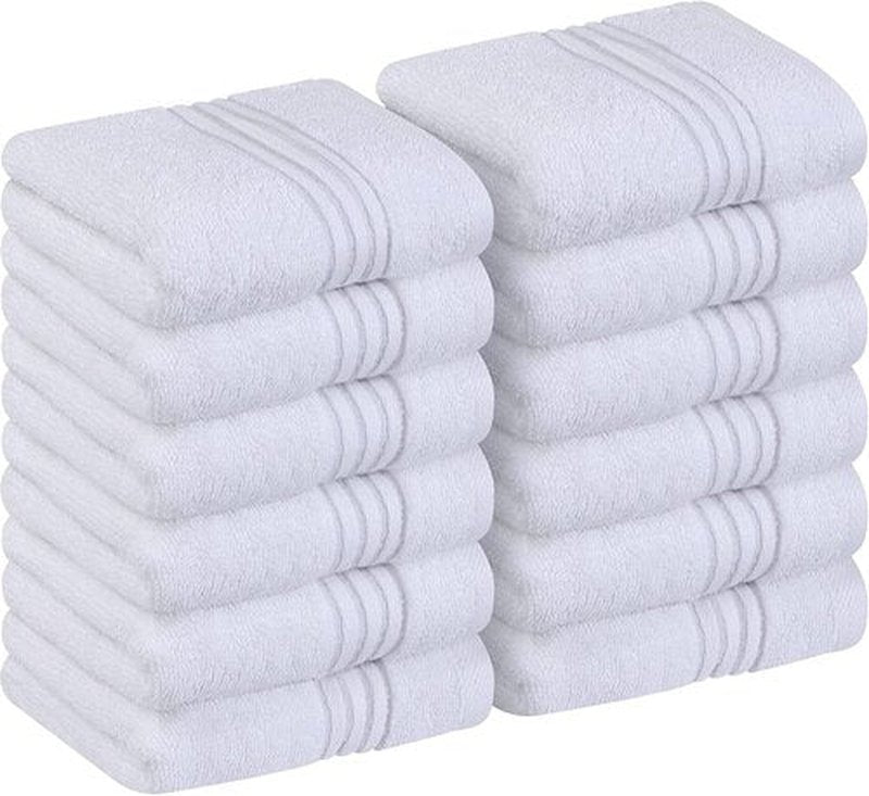 Utopia Towels 12 Pack Premium Wash Cloths Set (12 x 12 Inches) 100% Cotton Ring Spun, Highly Absorbent and Soft Feel Washcloths for Bathroom, Spa, Gym, and Face Towel (White)