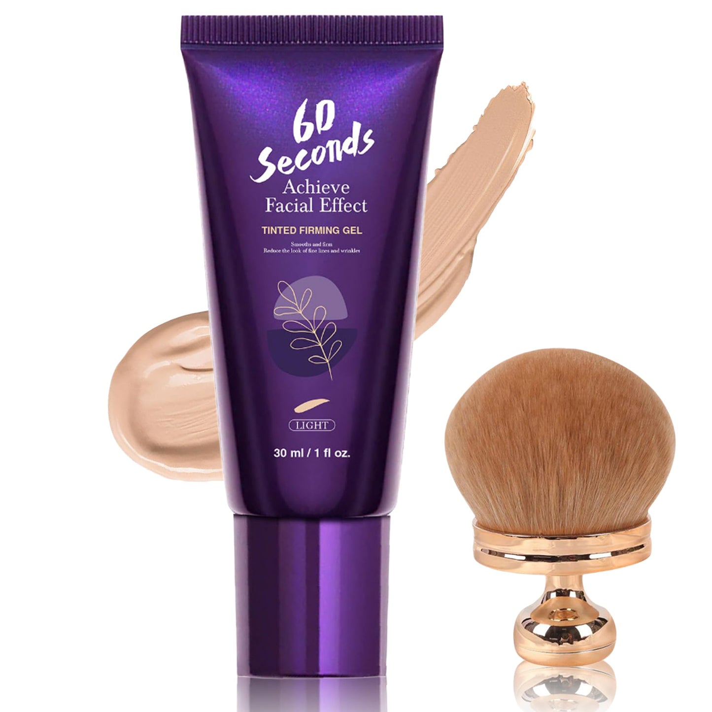 60 Second Tinted Firming Gel, Body Coverage Perfector Waterproof - Tattoo Cover Up Makeup with Brush, Leg & Body Concealer No Transfer, Multi-Use Waterproof Full Coverage (Light)