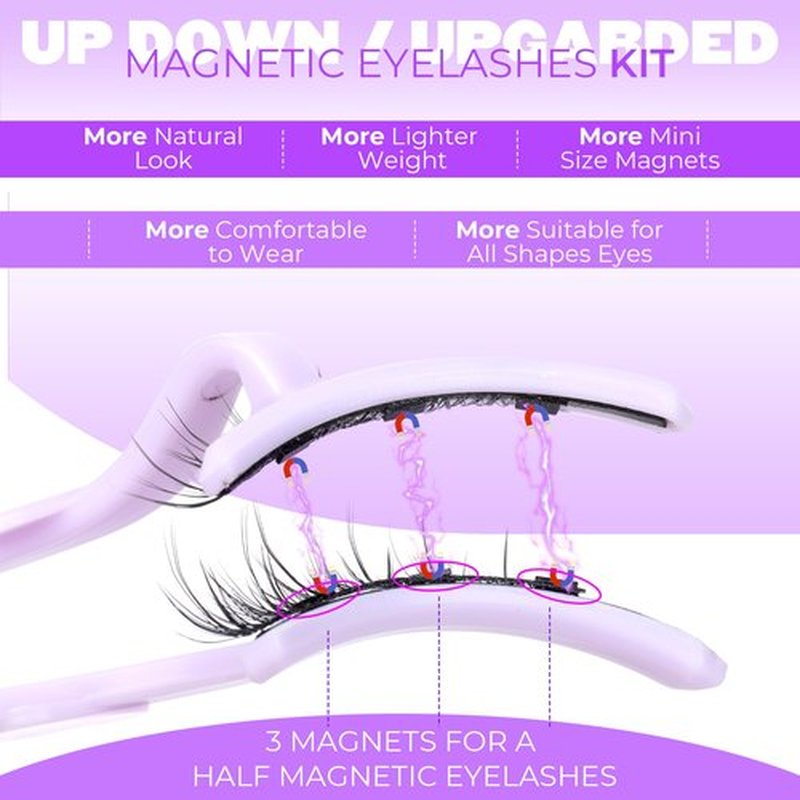 JIMIRE Manga Magnetic Eyelashes Natural Look Soft Magnetic Half Lashes Reusable Comfortable Magnetic Half Eyelashes with Applicator No Glue No Eyeliner Needed 1 Pair Pack