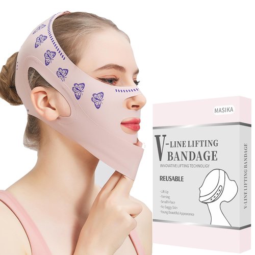 MASIKA Chin Strap for Sleeping,Adjustable Chin Strap,Jaw Strap,Jawline Shaper,V-Line Mask Chin Up Mask V Shaped Face Mask, Jaw Exerciser,Reusable chin strap,Butterfly
