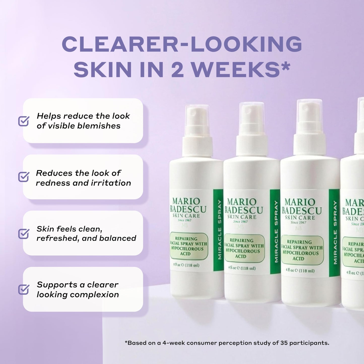 Mario Badescu Repairing HOCl Facial Spray with Hypochlorous Acid – Soothes & Hydrates Angry, Irritated Skin, Reduce Redness & Flare-Ups – pH Balancing, Non-Irritating Cleanser, 2 Fl Oz (Pack of 2)
