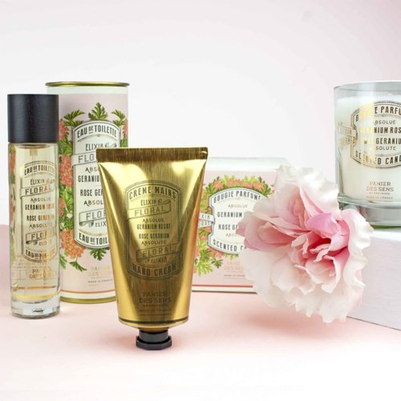 Panier des Sens - Hand Cream for Dry Cracked Hands - Rose Geranium Hand Lotion with Olive & Almond Oil - Vitamin E Skin Moisturizer with 97% Natural Ingredients - Made in France, 2.5 fl oz