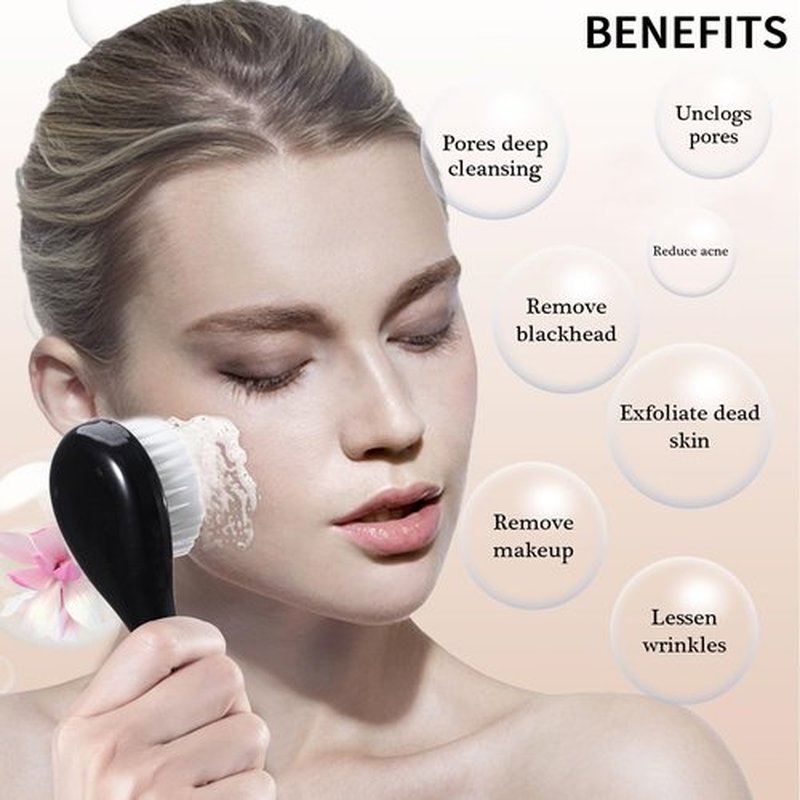 Beomeen Facial Cleansing Brush 4 PCS, Face Exfoliating Scrubber Brush Soft Face Wash Scrub Exfoliator for Makeup Skincare Removal (Black)