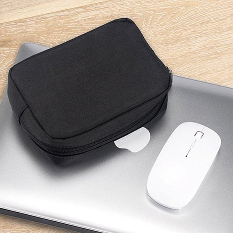 ERCRYSTO Universal Electronics/Accessories Soft Carrying Case Bag, Durable & Light-weight,Suitable for Out-going, Business, Travel and Cosmetics Kit (Small-Black)